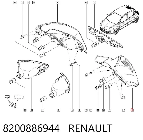 Lampa zespolona tylna lewa 8200886944 Renault (RVI)