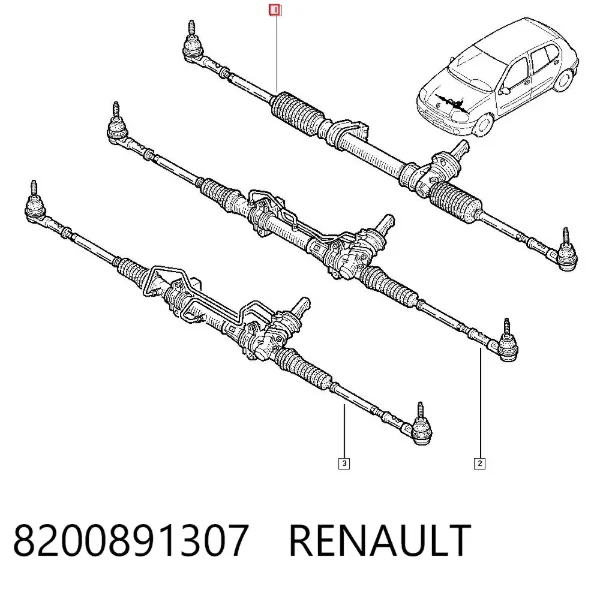 Listwa kierownicza (maglownica) 8200891307 Renault (RVI)