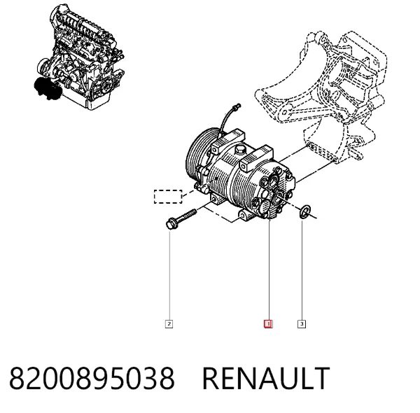 Sprężarka klimatyzacji 8200895038 Renault (RVI)