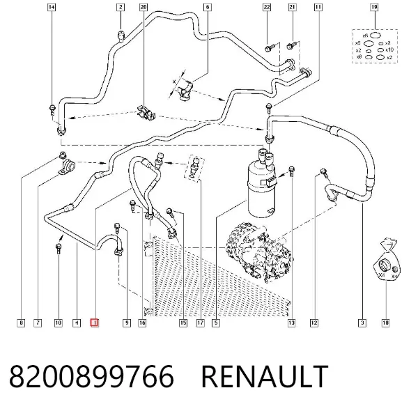 Przewód klimatyzacji, od sprężarki do chłodnicy 8200899766 Renault (RVI)