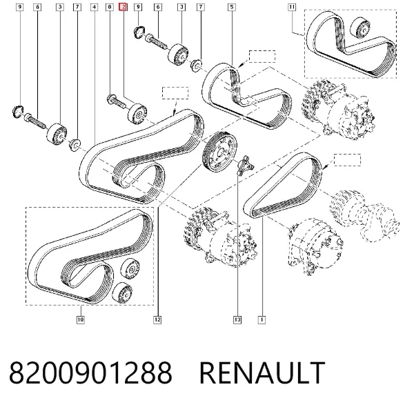 Rolka napinacza paska napędowego 8200901288 Renault (RVI)