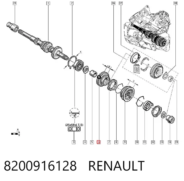 Koło zębate 5. biegu napędzające 8200916128 Renault (RVI)