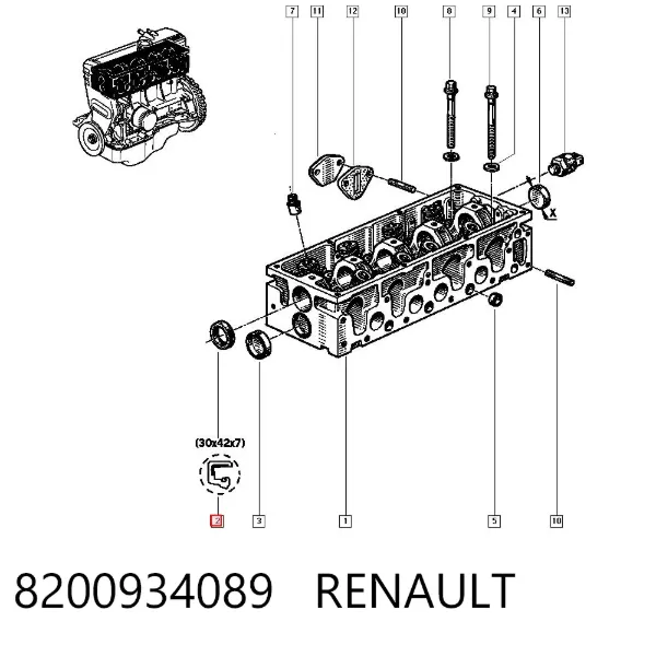 Uszczelniacz wałka rozrządu silnika 8200934089 Renault (RVI)