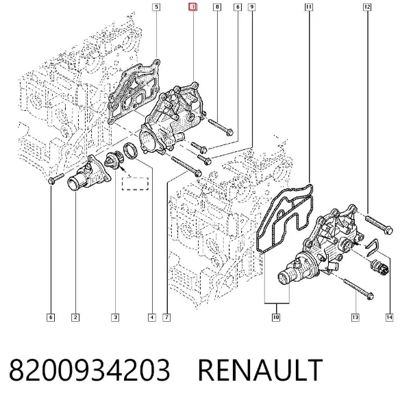 Obudowa termostatu 8200934203 Renault (RVI)
