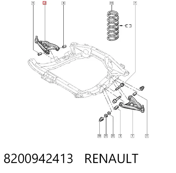 Wahacz zawieszenia przedniego dolny prawy 8200942413 Renault (RVI)