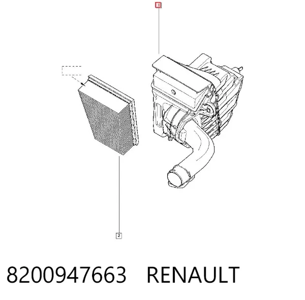 Obudowa filtra powietrza 8200947663 Renault (RVI)
