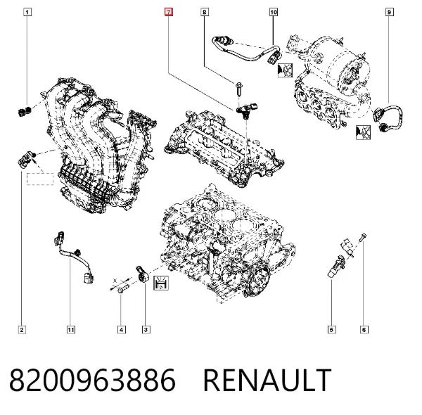 Czujnik położenia wałka rozrządu 8200963886 Renault (RVI)
