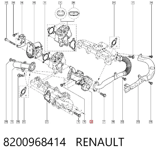 Chłodnica układu recyrkulacji spalin EGR 8200968414 Renault (RVI)