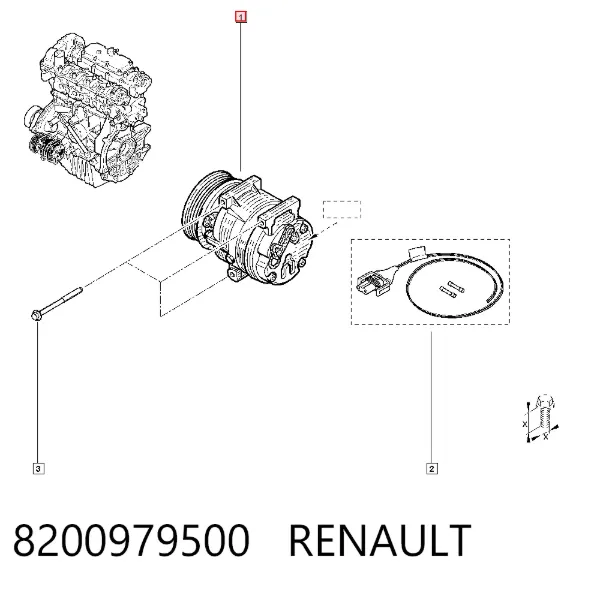 Sprężarka klimatyzacji 8200979500 Renault (RVI)