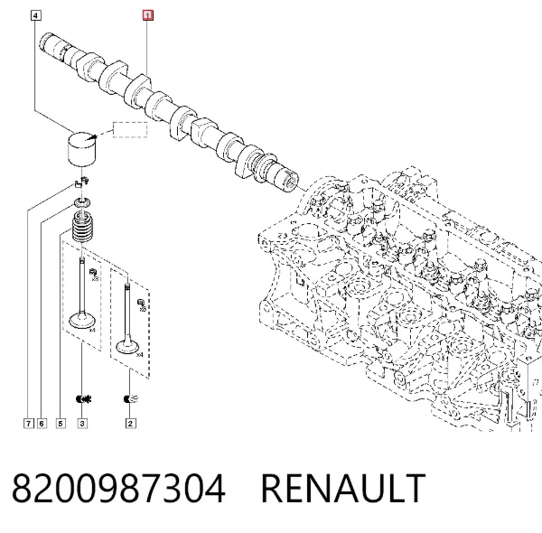 Wał rozrządu silnika 8200987304 Renault (RVI)