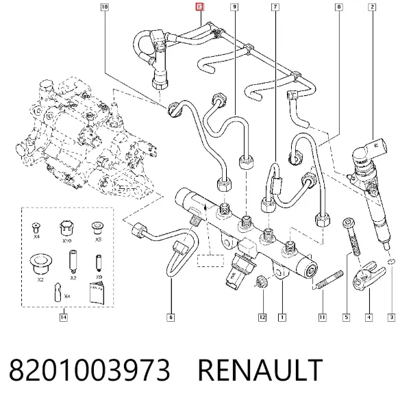 Rurka paliwa, zwrotna od wtryskiwaczy 8201003973 Renault (RVI)