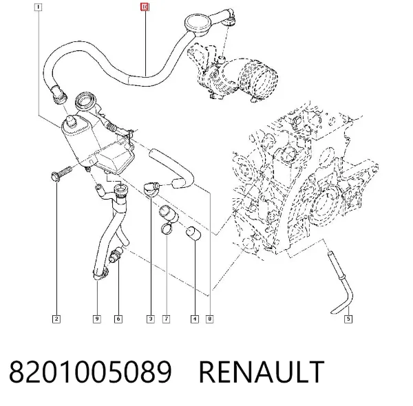 Króciec wentylacji kadłuba (separatora oleju) 8201005089 Renault (RVI)