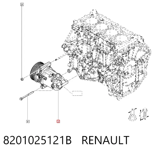 Sprężarka klimatyzacji 8201025121B Renault (RVI)