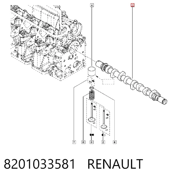 Wał rozrządu silnika 8201033581 Renault (RVI)