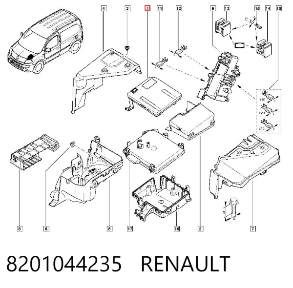 Skrzynka bezpieczników 8201044235 Renault (RVI)