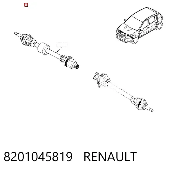 Półoś napędowa przednia prawa 8201045819 Renault (RVI)