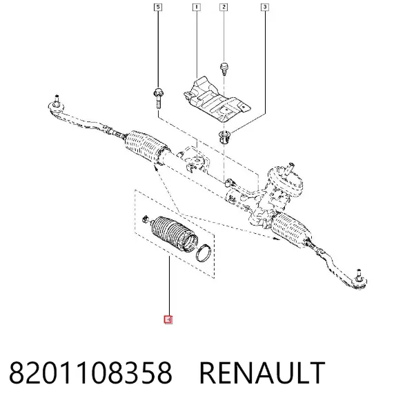 Osłona mechanizmu kierowniczego (maglownicy) 8201108358 Renault (RVI)
