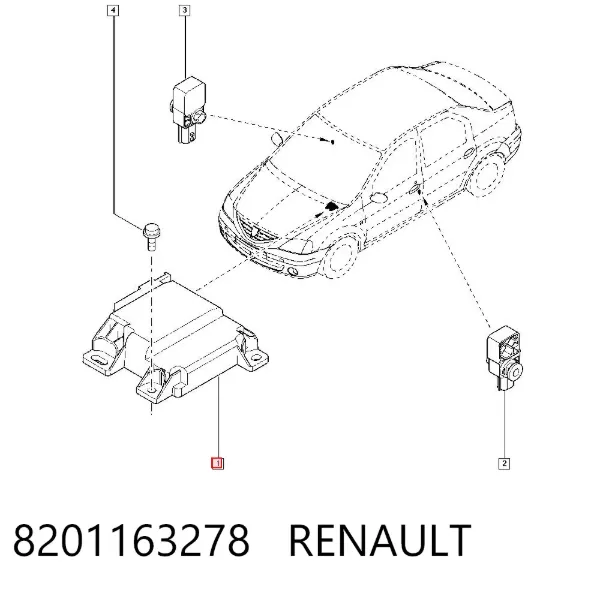 Sterownik poduszki bezpieczeństwa 8201163278 Renault (RVI)