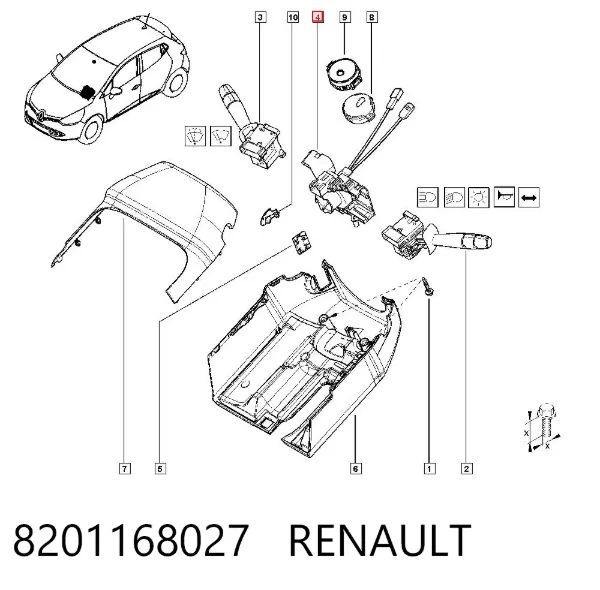 Pierścień kontaktowy AIRBAG, taśma kierownicy 8201168027 Renault (RVI)