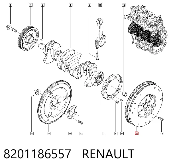 Zestaw sprzęgła (3 części) 8201186557 Renault (RVI)