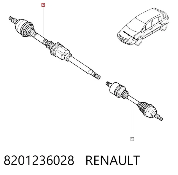 Półoś napędowa przednia prawa 8201236028 Renault (RVI)
