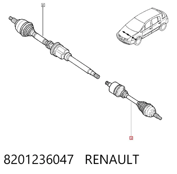 Półoś napędowa przednia lewa 8201236047 Renault (RVI)