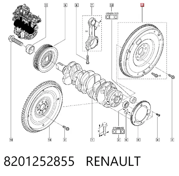 Koło zamachowe silnika 8201252855 Renault (RVI)