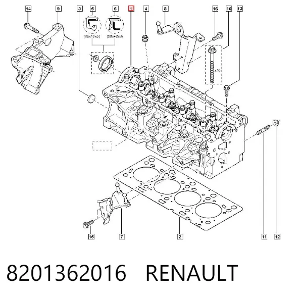 Głowica cylindrów 8201362016 Renault (RVI)