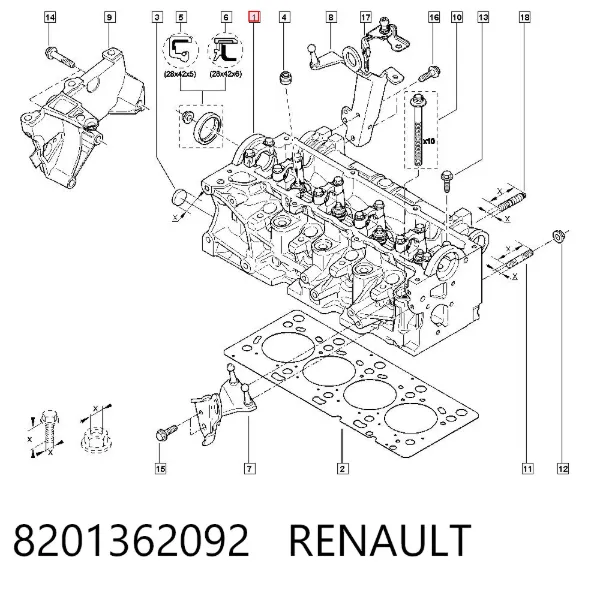 Głowica cylindrów 8201362092 Renault (RVI)