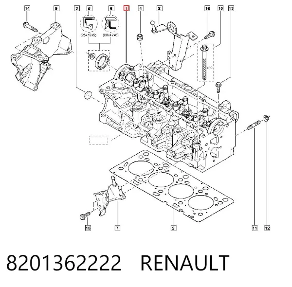 Głowica cylindrów 8201362222 Renault (RVI)