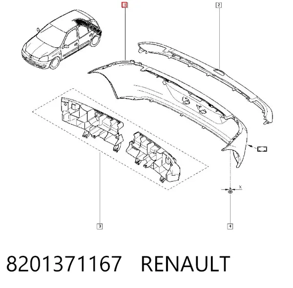 Zderzak tylny 8201371167 Renault (RVI)