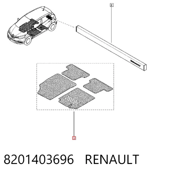 Dywaniki przód+tył, komplet 8201403696 Renault (RVI)