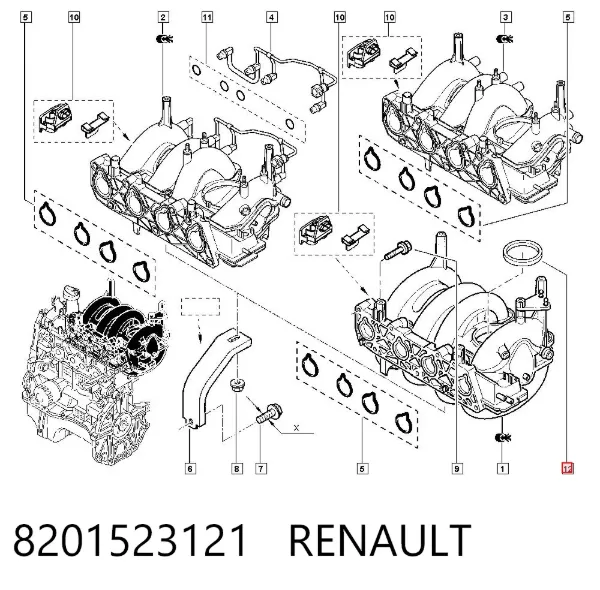 Uszczelka przepustnicy 8201523121 Renault (RVI)