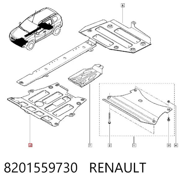 Osłona silnika, miski (przedziału silnika) 8201559730 Renault (RVI)