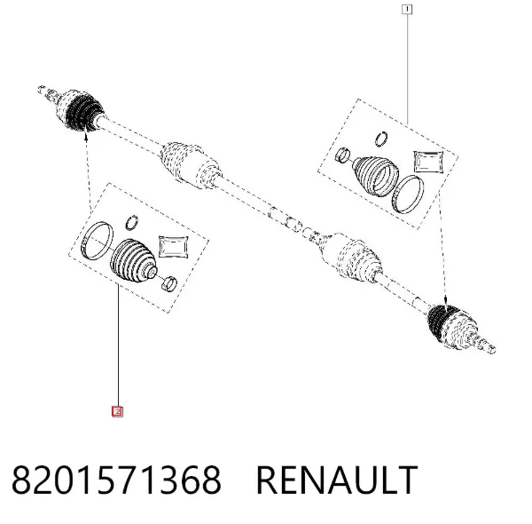 Osłona przegubu homokinetycznego półosi przedniej zewnętrzna 8201571368 Renault (RVI)