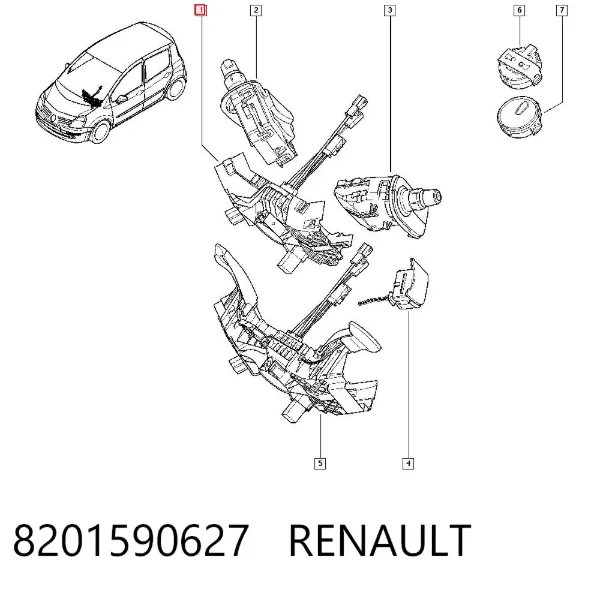 Przełącznik zespolony, środkowa część 8201590627 Renault (RVI)