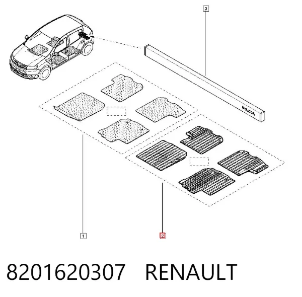 Dywaniki przód+tył, komplet 8201620307 Renault (RVI)