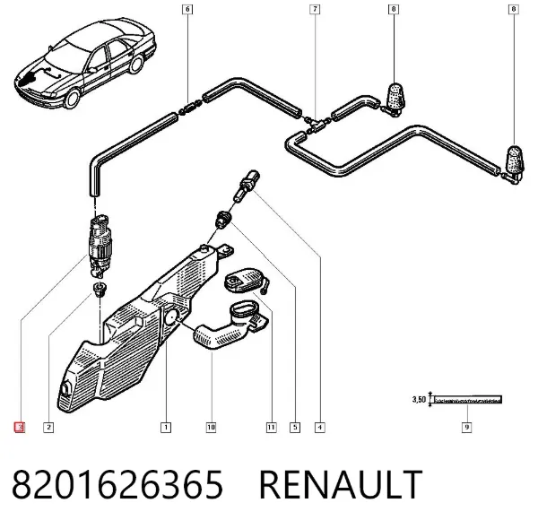Pompka spryskiwacza szyby przedniej 8201626365 Renault (RVI)