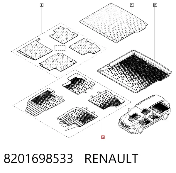 Dywaniki przód+tył, komplet Renault DUSTER II