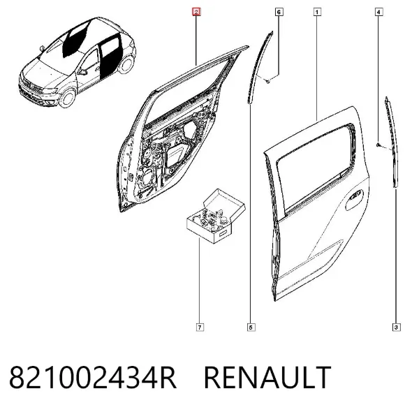 Drzwi tylne prawe 821002434R Renault (RVI)