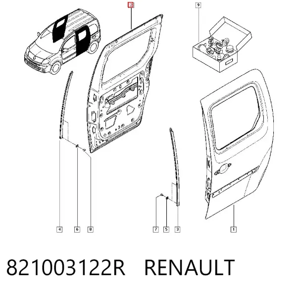 Drzwi boczne (przesuwne) prawe 821003122R Renault (RVI)