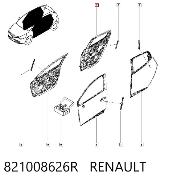 Drzwi tylne prawe 821008626R Renault (RVI)