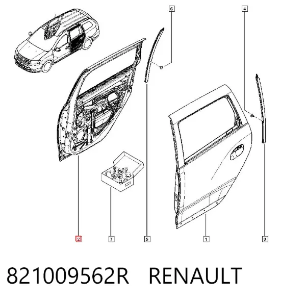 Drzwi tylne prawe 821009562R Renault (RVI)