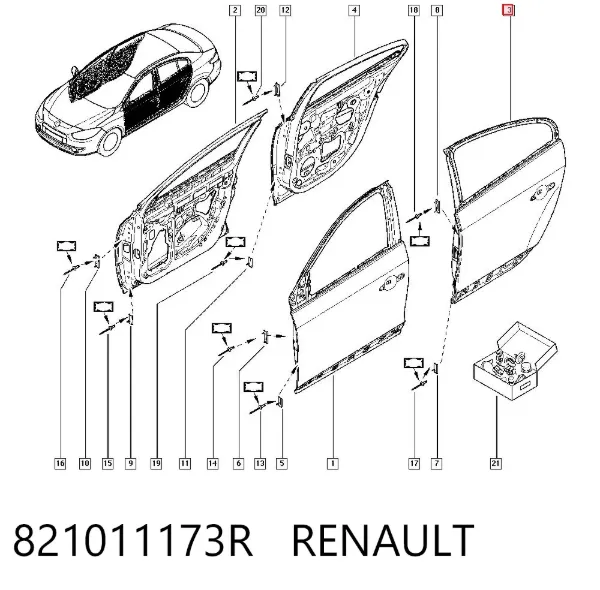 Drzwi tylne lewe Renault Fluence L3