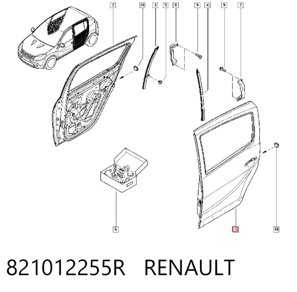 Drzwi tylne lewe 821012255R Renault (RVI)