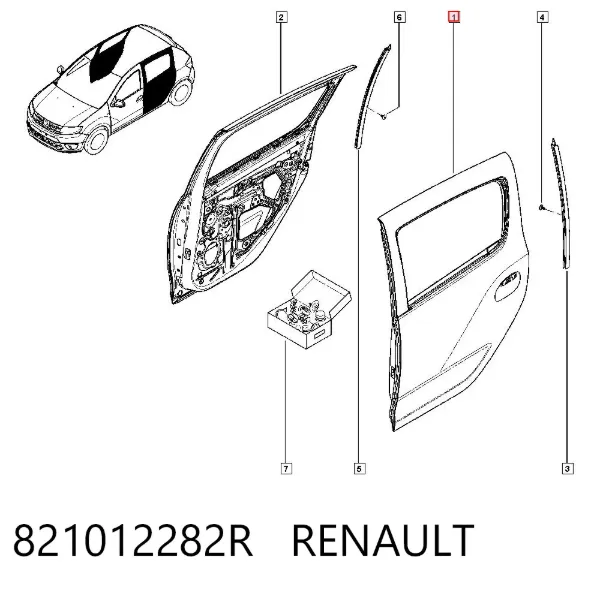 Drzwi tylne lewe 821012282R Renault (RVI)