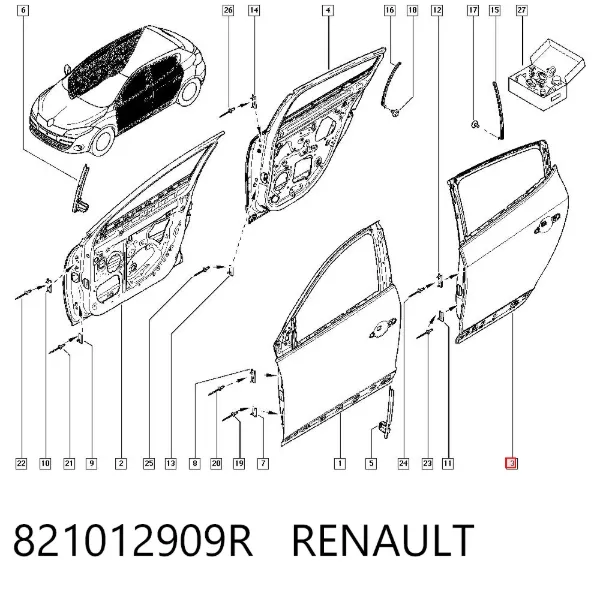 Drzwi tylne lewe Renault Megane III