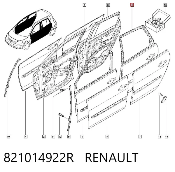 Drzwi tylne lewe 821014922R Renault (RVI)