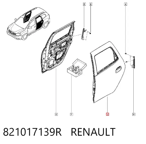 Drzwi tylne lewe 821017139R Renault (RVI)