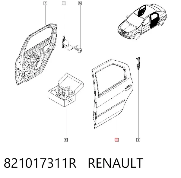 Drzwi tylne lewe 821017311R Renault (RVI)